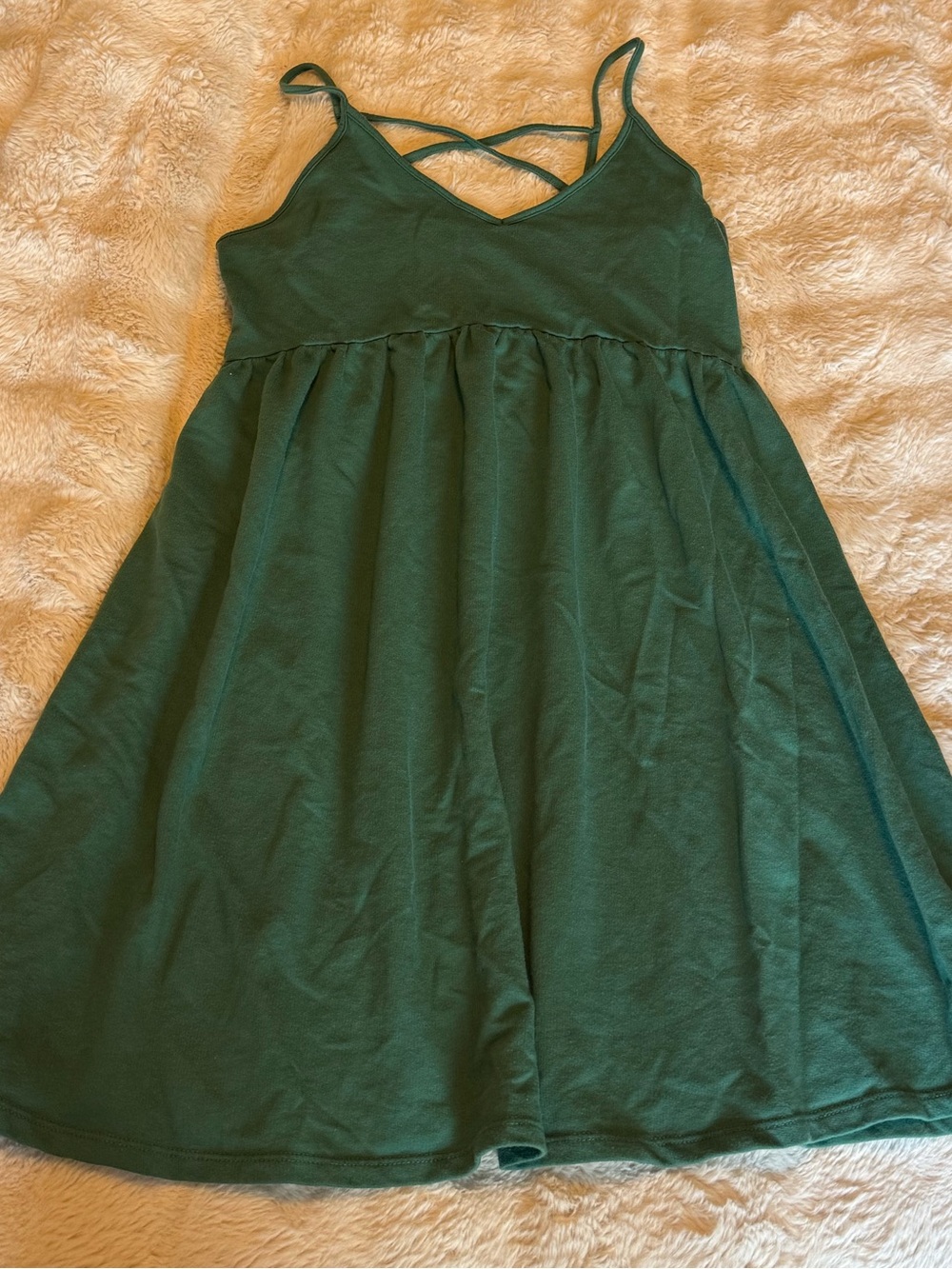 wild fable Dark Green Crisscross Strappy Skater Mini Dress